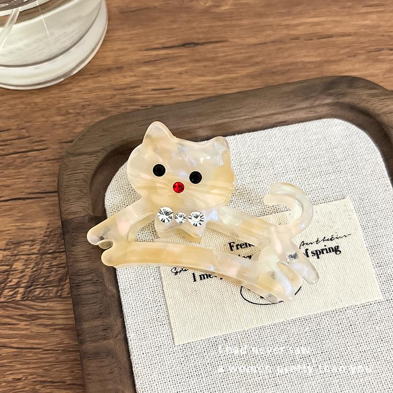 New Cute Acetate Cat Hair Claws Vintage Rhinestone Shark Clip Hairpins Hair Clip Clamps Fashion Headwear Girls Hair Accessories