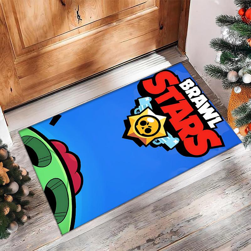 Brawl Stars Printed Crystal Velvet Area Rug, Soft Anti-Slip Water Absorbent Floor Mat for Living Room Bedroom