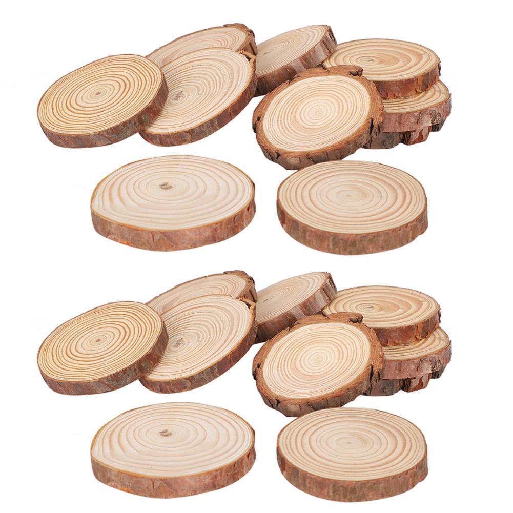 20pcs Pine Round Wood Slices DIY Wood Discs Crafts Home Decoration Photography Props