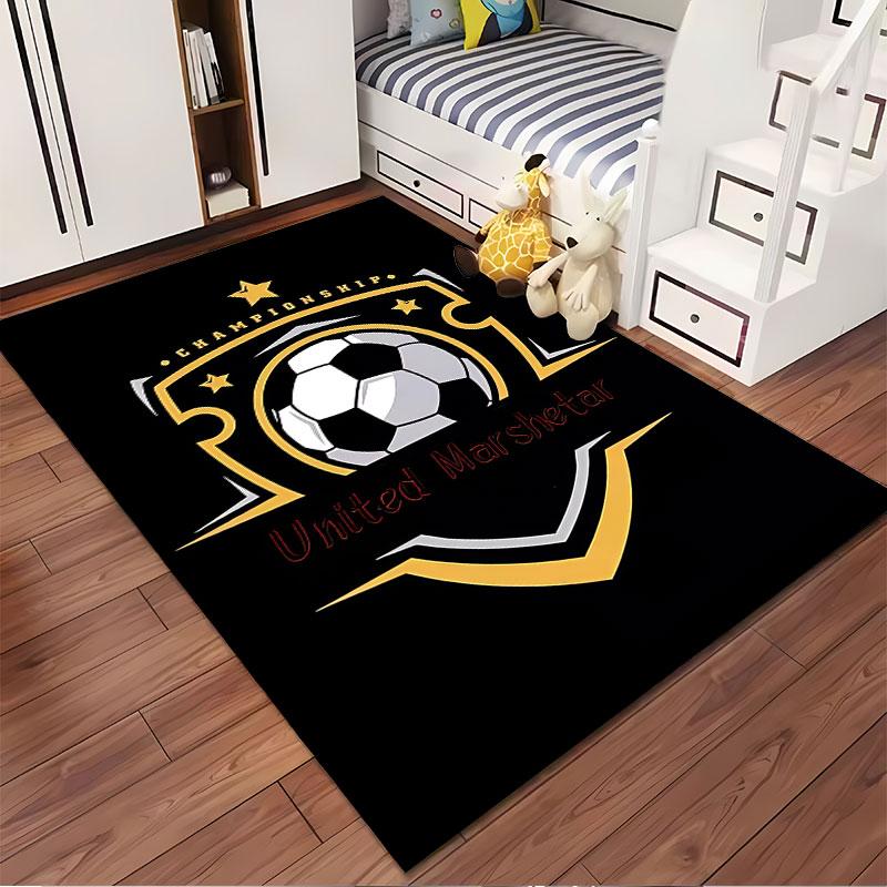 Soccer Championship Emblem Rug suitable as a non-slip mat for the living room or bedroom sofa