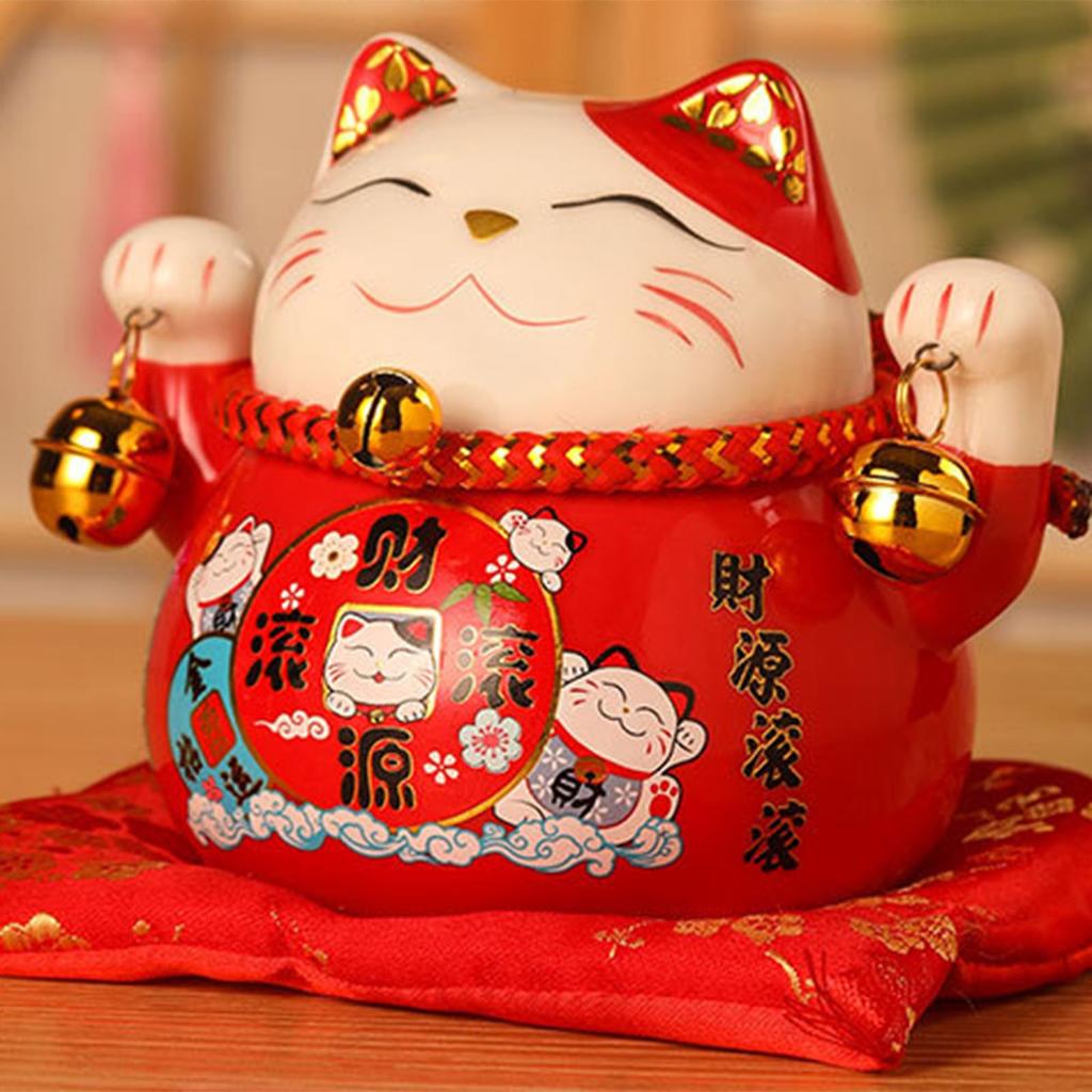 Копилка для монет Lucky Cat 4,5 дюйма, изысканная, милая, приносящая удачу, керамическая, настольная, для хранения монет