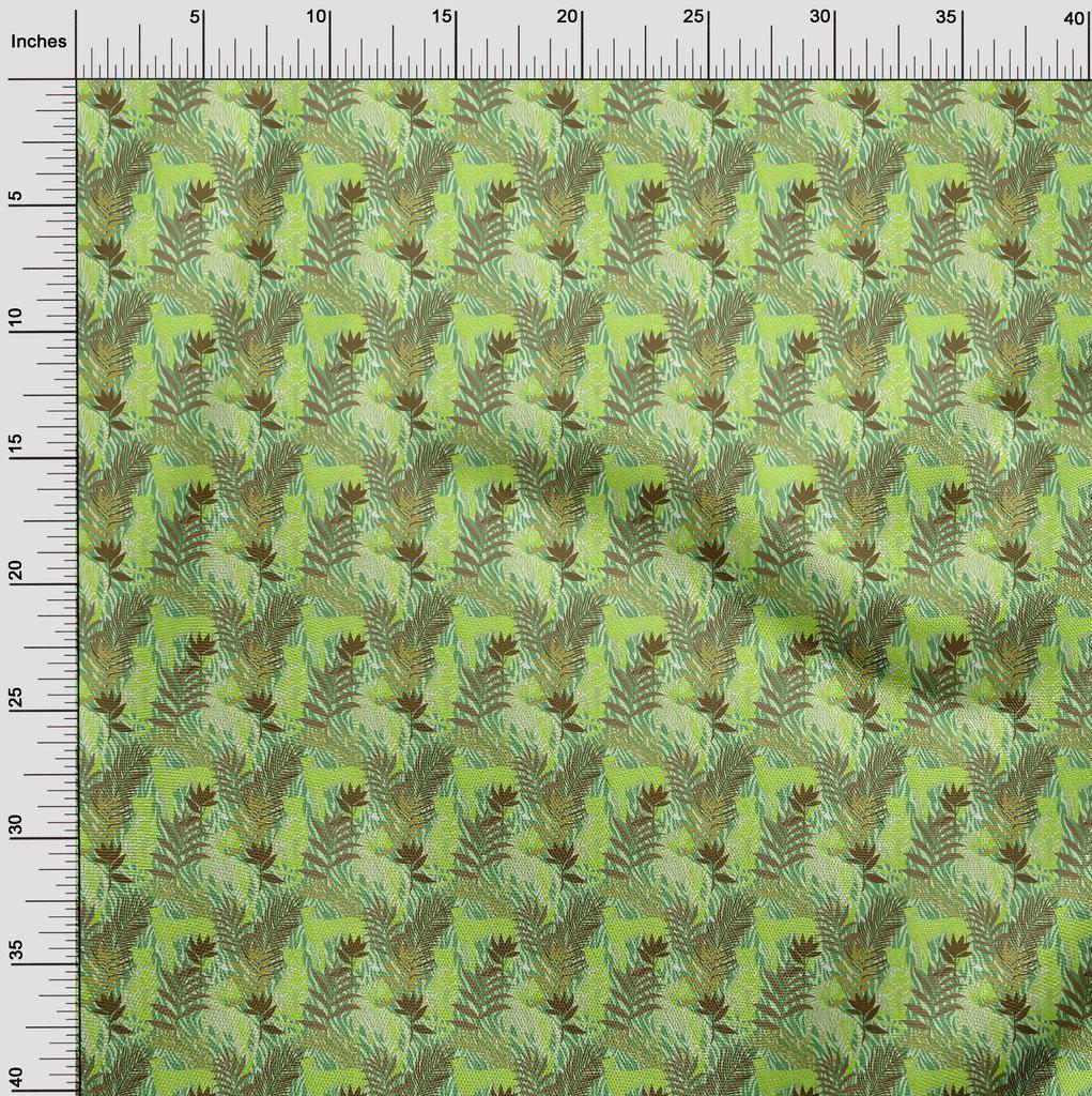 oneOone Cotton Flex Beige Fabric Tropical Leaf with Animal Sewing Fabric by The Yard Printed DIY Clothing Sewing Supplies 40 Inch