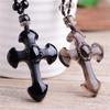 Натуральный Обсидиан Ожерелье Крест Амулет Кулон Ожерелье с Бусинами Цепочка Для Женщин Мужчин