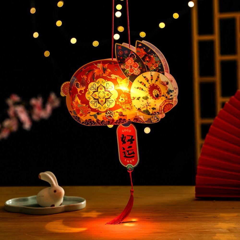 Handmade Handheld Rabbit Lantern Chinese Style LED Lantern Toys Kindergarten