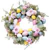 Пасхальные венки для входной двери, пасхальный венок в виде яйца, 40 см искусственный пасхальный венок, входная дверь, красочный пасхальный венок в виде яйца с листьями