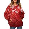 Ladies' Fashionable Long Sleeved Pullover With Christmas Print Hooded Pocket Sweatshirt