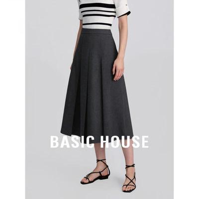 Basic House 2026 Ранняя Осень Юбка А-силуэта со складками и высокой талией