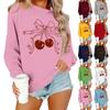 Women's Casual Fashion Print Long Sleeve O-Neck Pullover Top Blouse