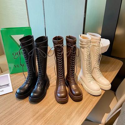 Новые утолщенные зимние сапоги рыцаря, женские сапоги до колена, на длинном квадратном каблуке, мотоциклетные черные, белые сапоги в стиле ретро, ​​Botas Mujer