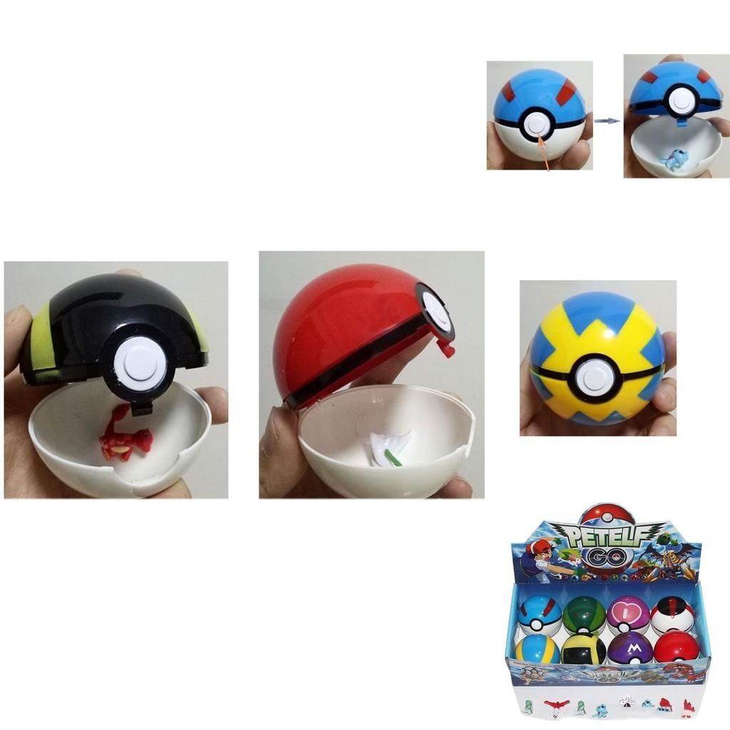 Pocket Monster Ball Toy 7cm Diameter Abs Material Set Of 8 Pokemon Figures
