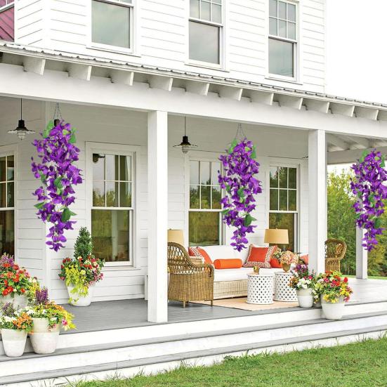 2 шт. подвесной искусственный бугенвиллея Speetabilis устойчивый к ультрафиолетовому излучению реалистичный искусственный цветок для свадебной вечеринки в помещении, на открытом воздухе, в саду, дворе, украшение из искусственного цветка