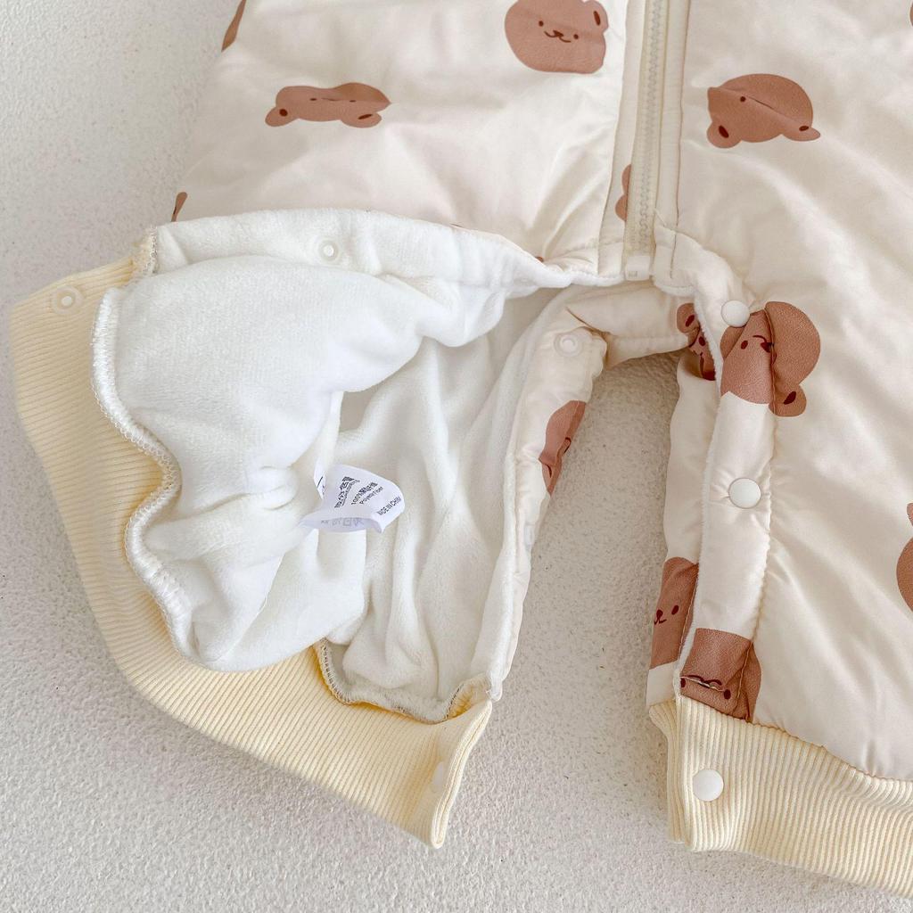 Зимний комбинезон с капюшоном и принтом медведя 2024 года для скалолазания для младенцев и малышей