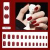 Medium and Long European Square Solid Color Burgundy Bright Oil Manicure Whitening Festive Atmosphere Fake Nails Wearing Nail Pads