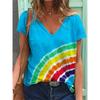 Summer V-neck 3D Colorful Printed Top Fashionable Casual Short Sleeved Women's T-shirts