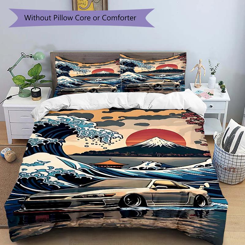 3pcs Anime Cartoon Design Comforter Set with One Quilt Cover and Two Pillowcases (No Core) - Home Decor, Festival Gift, Polyester Fabric, Suitable for