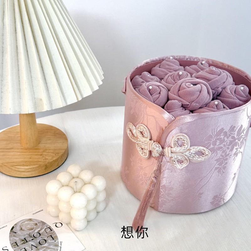 Handmade Sock Rose Vine Craft Gift Women Cotton Mid-Calf Casual Socks Anti-Slip Breathable Valentines Day Qixi Present