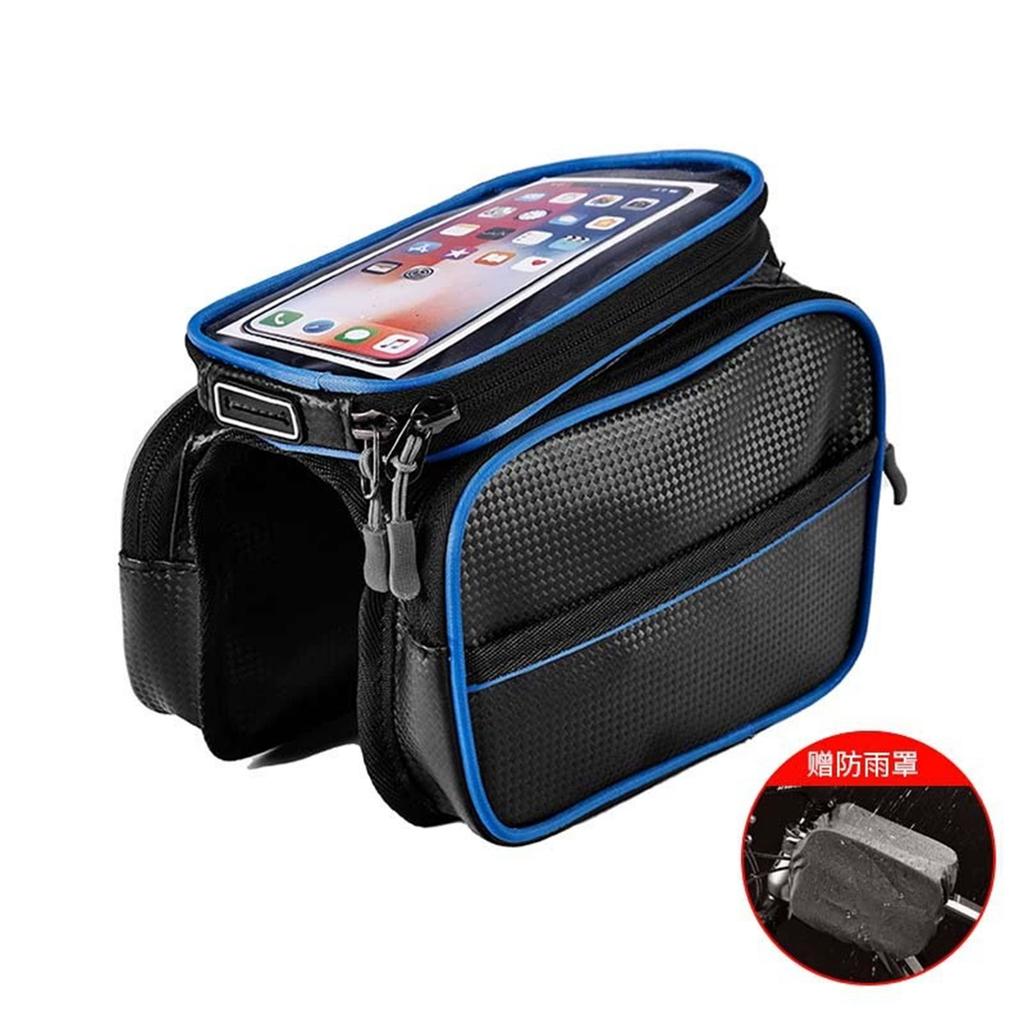 Mountain Bike Front Frame Bag – , Large-Capacity Saddle Bag, Mobile Phone Sensitive Screen, Reflective Cycling Bag
