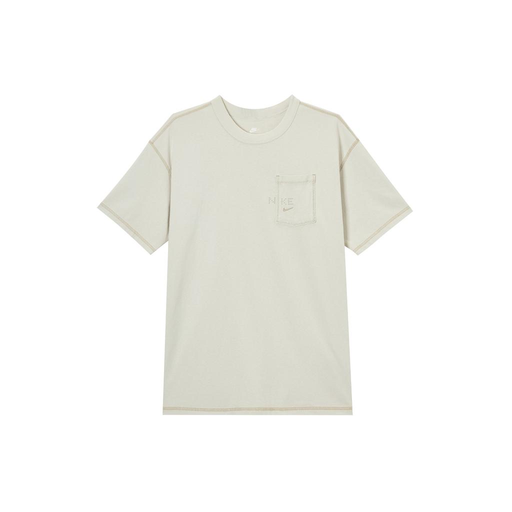 Nike Спортивная Повседневная Минималистичная Свободная Футболка с Коротким Рукавом Мужские Топы Светло-Бежевый HJ0777072
