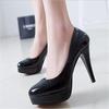 Women Pumps Fashion Classic Patent Leather High Heels Shoes Nud Head Paltform Wedding Women Dress Shoes Plus Size 34-42