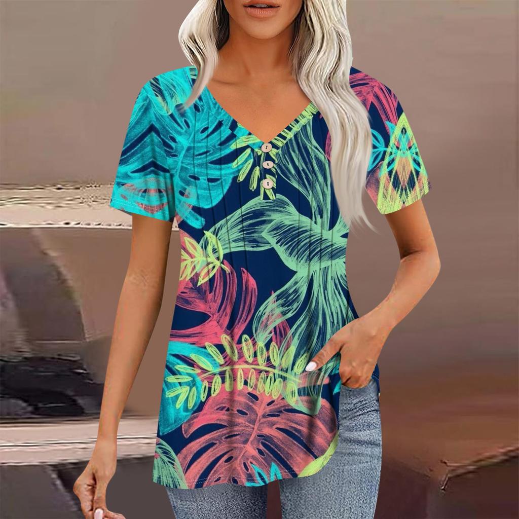 Женские рубашки с короткими рукавами, топы, элегантные повседневные рубашки, топы с V-образным вырезом и плиссировкой