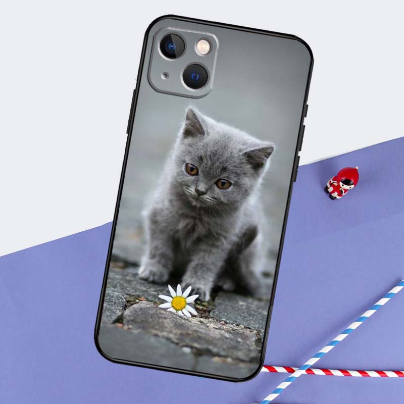 Красивый Серый Британский Короткошерстный Кот Чехол Для Телефона Для iPhone 16 Pro Max 11 13 14 15 Pro Max 12 Mini XR 16 15 Plus 16e Задняя Крышка