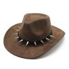 Suede Rivet Western Cowboy Top Hat Wool Felt Hat Men'S And Women'S Jazz Hat British Felt Hat