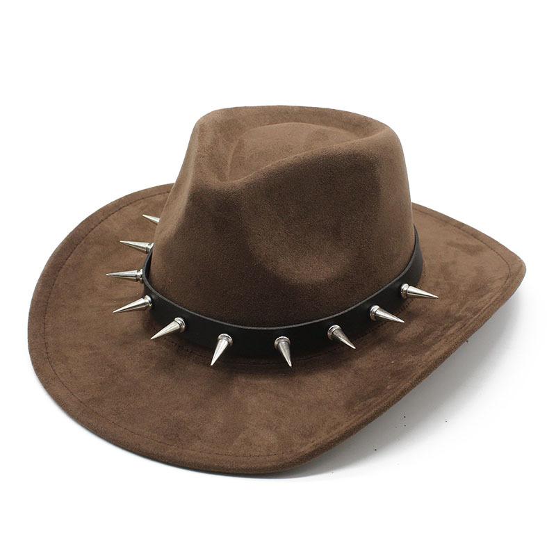 Suede Rivet Western Cowboy Top Hat Wool Felt Hat Men'S And Women'S Jazz Hat British Felt Hat