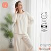 Комплект пижамы и домашней одежды из чистого хлопкового муслина Off-White для женщин, простой и высококачественный, идеально подходит для весны/лета, для ношения дома и на улице