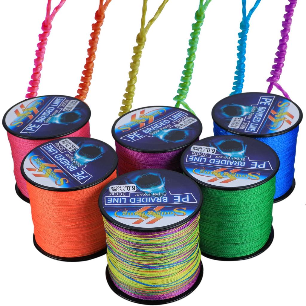 Fishing Line 300M 6 Color Braided Fishing Lines 4-Strands PE Spinning Fishing Reel Braided Line