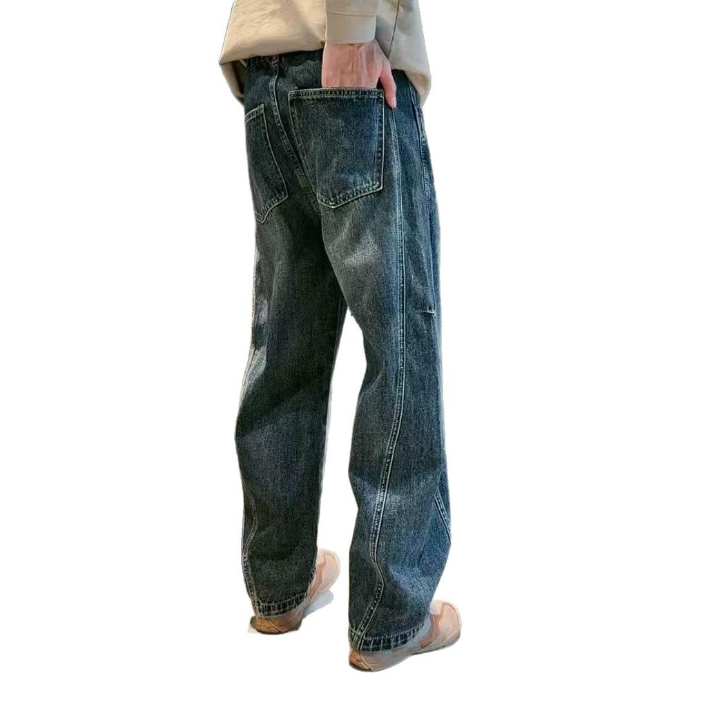 Осенние новые трехмерный крой полуэластичная талия вставка американский ретро хай стрит тренд джинсы-сабли