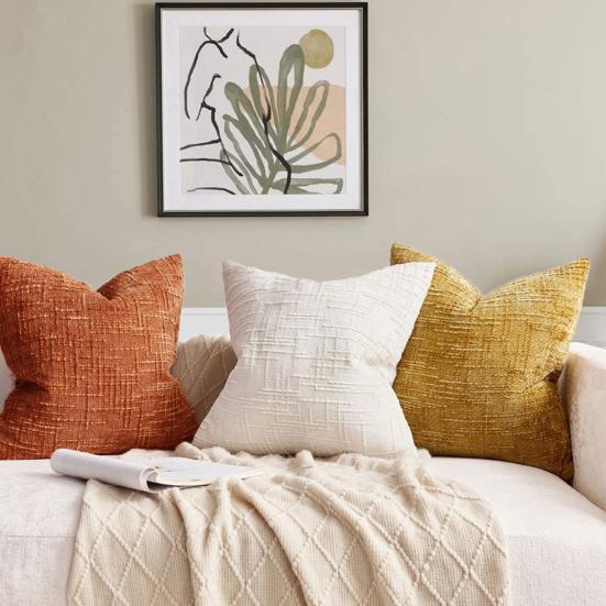 Textured Pillow Cover 18" X 18" Solid Color Throw Pillow Cover Decorative Pillow Case with Hidden Zipper for Couch Sofa Car Travel