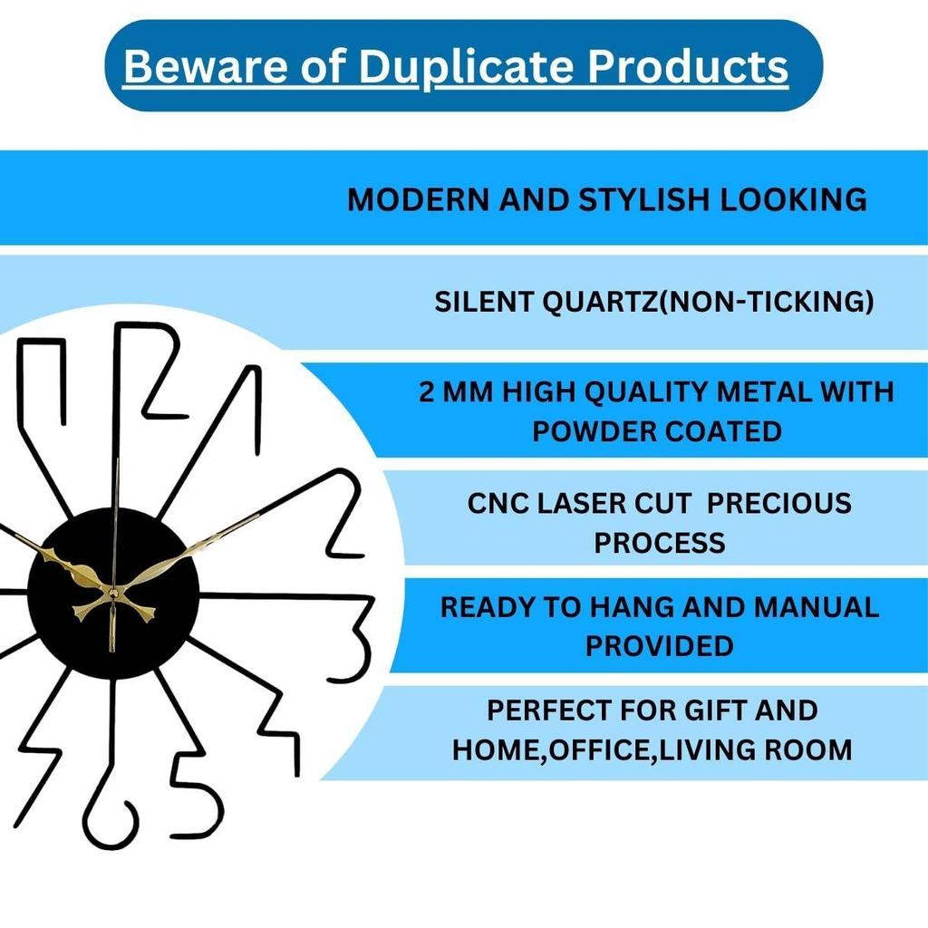Дизайнерские металлические настенные часы для гостиной, спальни, офиса, кухни. Стильные аналоговые настенные часы, большого размера. (40 см) (Черный матовый)