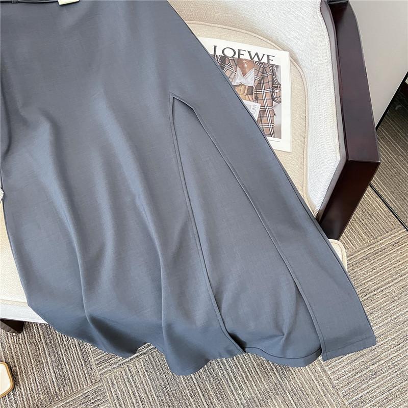 Long Black Skirt Women Streetwear High Waist A-line Belt Slim Irregular Split Sexy Goth Maxi Skirt Autumn Fashion