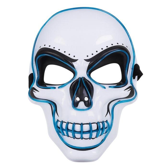 Masque - SIROCO - Crâne Squelette LED Bleu - Effet lumineux - 2 modes d'éclairage - Design réaliste