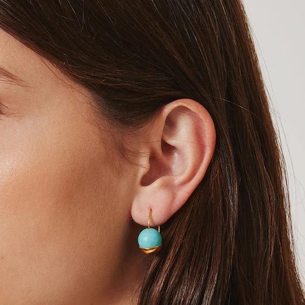 Серьги из натурального нефрита и бирюзы, антикварные серьги для женщин, нишевая модель, высококачественное серебряное покрытие 925 пробы, 18-каратное ушное кольцо