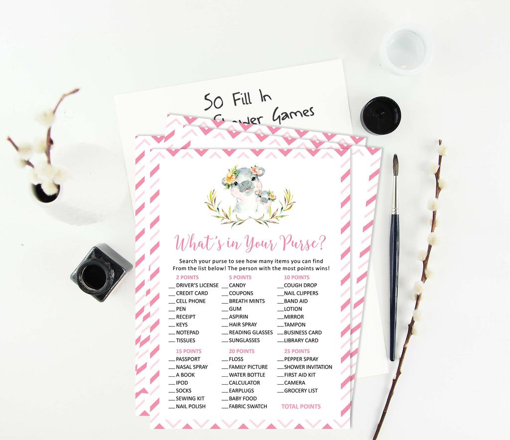 Inkdotpot Игровой набор Baby Shower из 50 игр BabyA AlphabetA ABCA Игра Бегемот Девочка Пол Нейтральная Вечеринка