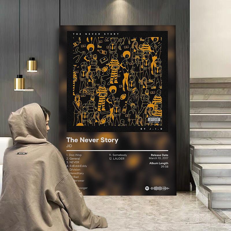 Поп-рэп, обложка музыкального альбома, постер JID, эстетический рэпер, хип-хоп, рок, назад, The Forever Story, Ди Каприо, холст, искусство, декор для комнаты, стены