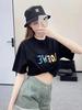 Модная unisex футболка Luo Jia: Вышитая, с коротким рукавом, свободного кроя, из чистого хлопка, парный стиль.