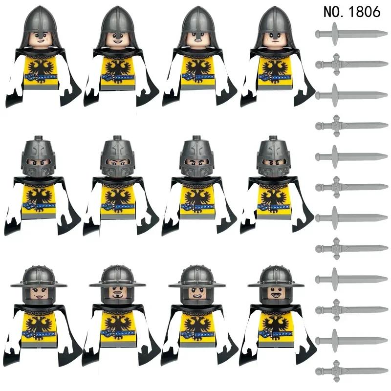 12Pcs/Set MOC medieval knights Roman soldiers military castles dragon soldiers figures weapons bricks children's toys