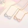 Digital 8 Simple Clavicle Chain Female Inlaid Love Fashion Personalized All-Match Jewelry Sterling Silver