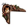 Decorative Tree Hole Sculpture Chipmunk Hollow Door Topper, Woodland Animal Frame Decor, Rustic Wood Charming Lodge Style Ornament Corner for