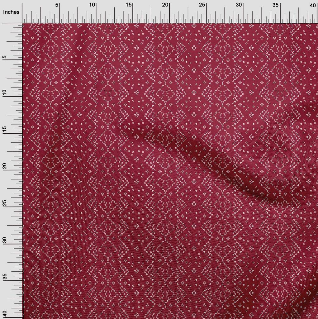oneOone Cotton Flex Carmine Red Fabric Small Motif Bandhani Sewing Material Print Fabric By The Yard 40 Inch