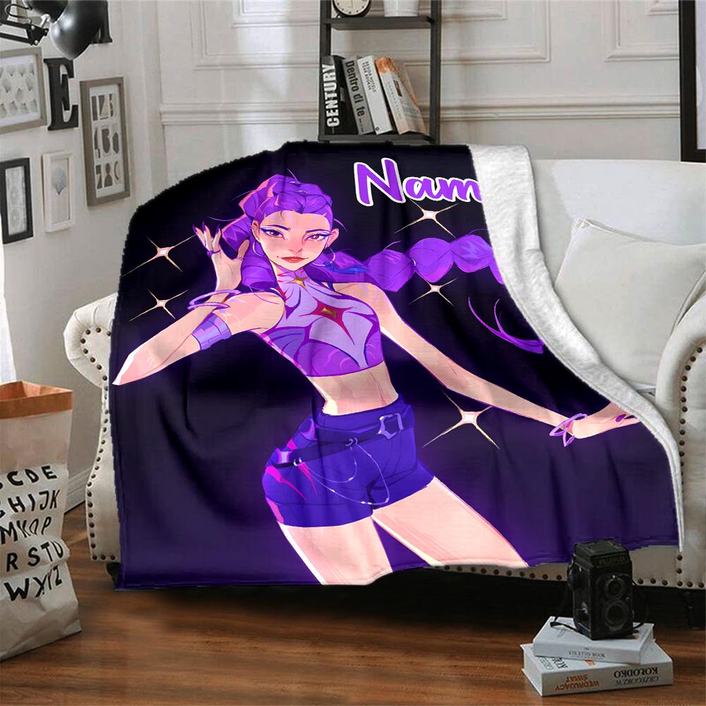 Customizable KPop Demon Hunters3 Throw Blanket – Personalized Name, All-Season Cozy Snug Blanket, Machine Washable, Personalized Blanket