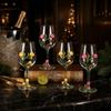 Transparent Clear Stemmed Cup Tulip Floral Embossed Cup Tulip Flower Wine Glass  Table Decor