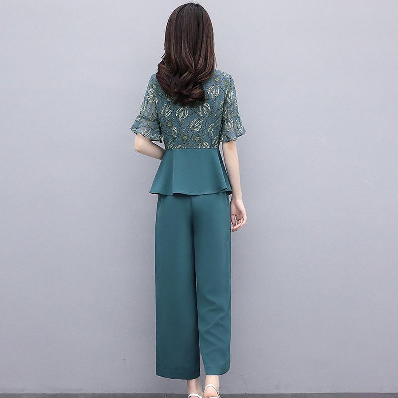 Костюм женский, тонкий, женский, рубашка с воротником-стойкой, широкие брюки, цельный шифоновый костюм, элегантный, темпераментный, для работы, можно носить