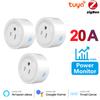 Монитор мощности 20a 16a Tuya Smart Zigbee, розетка для беспроводного управления с таймером энергии, работает с Alexa Google Home