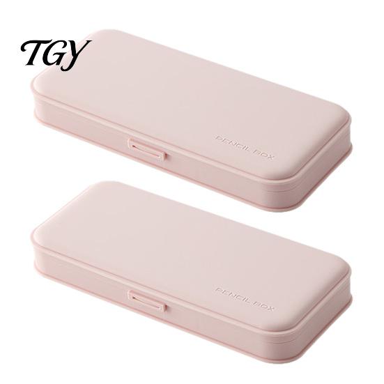 Hard Shell Pencil Organizer for Backpack 2Pcs Simple Case Students, Plastic Holder Macaroon Color Pouch with Multiple Compartments, Lightweight