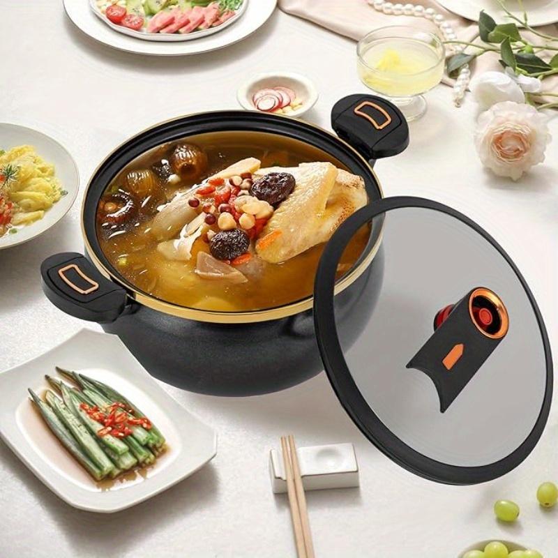 1 шт. Эмалированная кастрюля для супа, большая емкость, многофункциональная бытовая посуда, скороварка, антипригарное покрытие, двойные ручки, легко готовить