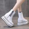 Модная женская обувь на платформе, Дизайнерские оригинальные женские ботинки-кроссовки с высоким верхом, Кожаные ботильоны на массивной толстой подошве со шнуровкой и молнией