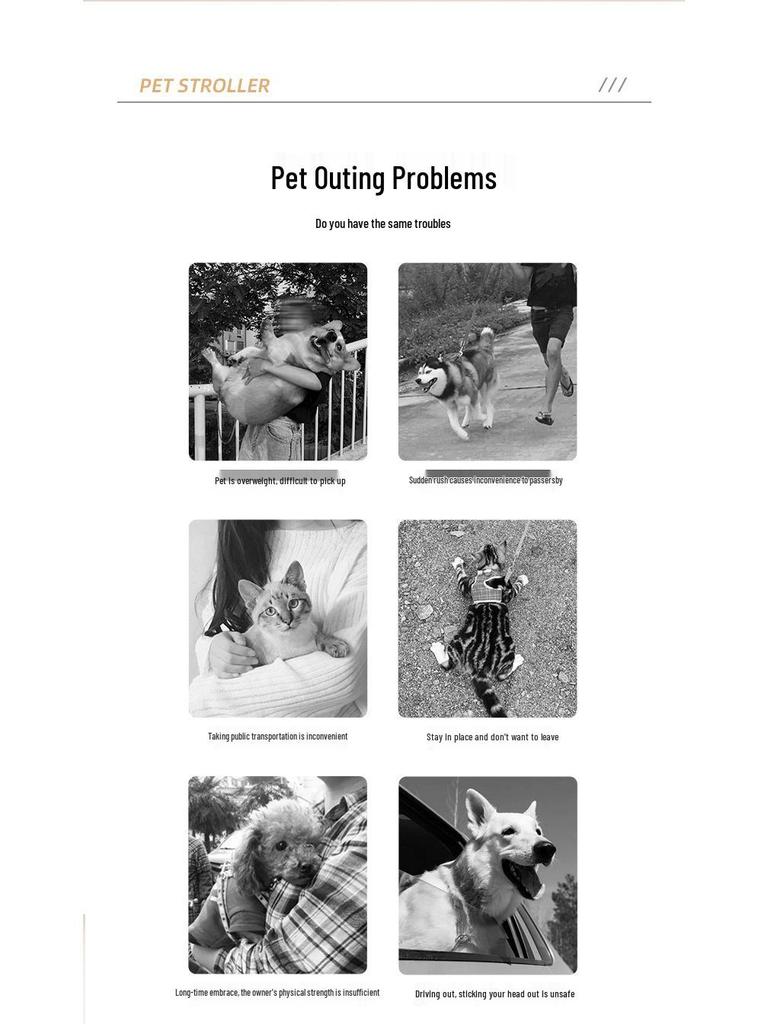 BNDC Universal Large Space Foldable Pet Stroller for Cats and Dogs